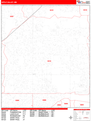 Apple Valley Wall Map Zip Code Red Line Style 2024